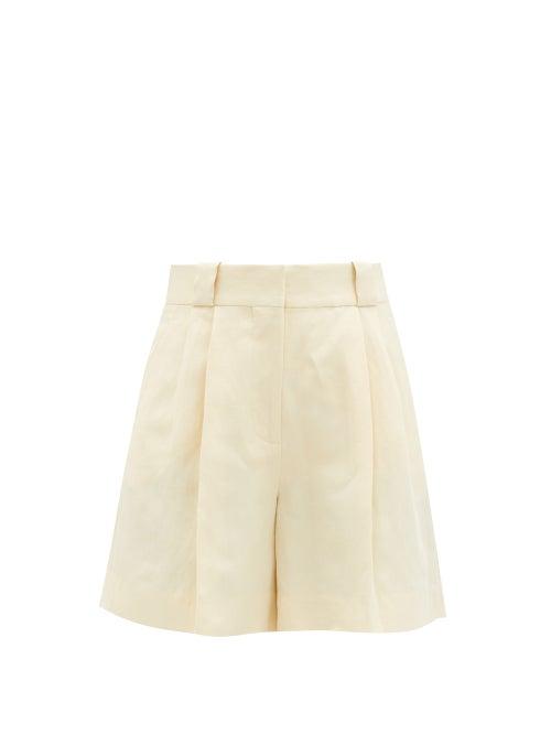 Matchesfashion.com Blaz Milano - Savannah High-rise Linen-blend Shorts - Womens - White