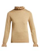 Matchesfashion.com Shrimps - Robin Metallic Wool Blend Roll Neck Sweater - Womens - Gold