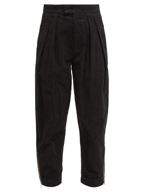Matchesfashion.com Preen Line - Deena Zip Cuff Cotton Corduroy Trousers - Womens - Black Multi