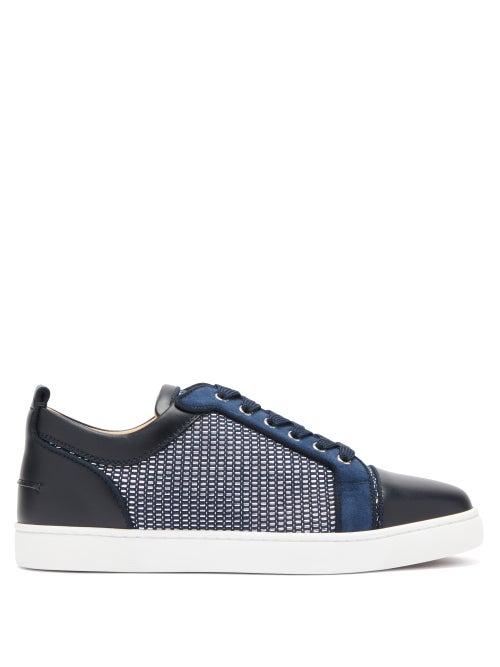 Matchesfashion.com Christian Louboutin - Louis Junior Orlato Beaded Velvet Trainers - Mens - Navy