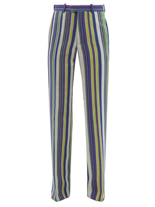 Ladies Rtw Kenneth Ize - Striped Aso-oke Trousers - Womens - Purple Multi