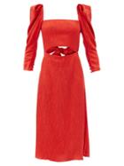 Matchesfashion.com Johanna Ortiz - Lady Of Heaven Square-neck Cloqu Dress - Womens - Red