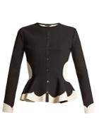 Alexander Mcqueen Peplum-hem Bi-colour Knit Cardigan