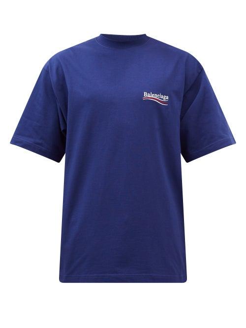 Balenciaga - Logo-embroidered Cotton-blend Jersey T-shirt - Mens - Blue White