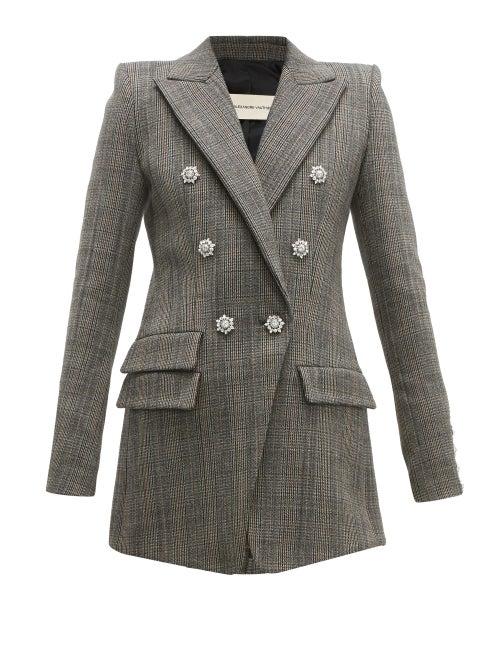 Matchesfashion.com Alexandre Vauthier - Double Breasted Crystal Button Blazer - Womens - Grey Multi