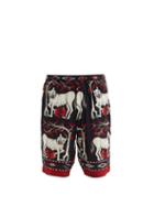 Matchesfashion.com Endless Joy - Romulus And Remus-print Poplin Shorts - Mens - Black