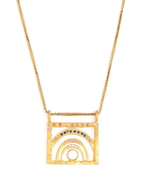 Matchesfashion.com Orit Elhanati - Tel Aviv Sapphire, Opal & 18kt Gold Necklace - Womens - Gold
