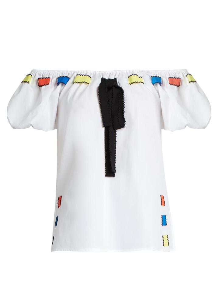 Caroline Constas Bardot Off-the-shoulder Cotton Top