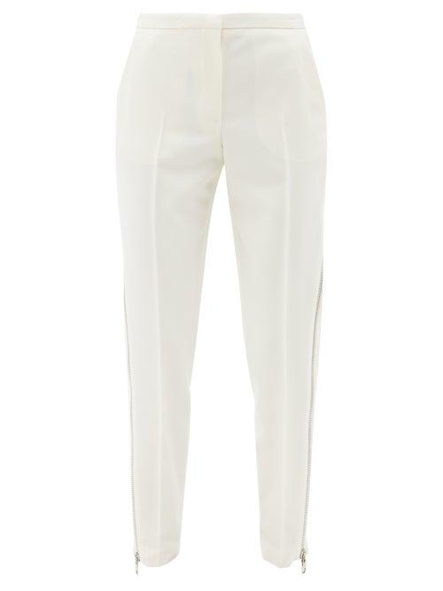Alexander Mcqueen - Zipped Wool-crepe Suit Trousers - Womens - Ivory