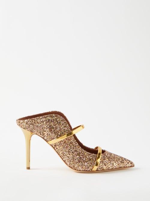 Malone Souliers - Maureen 85 Glitter And Leather Mules - Womens - Gold