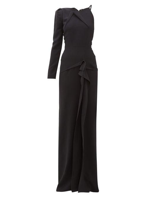 Matchesfashion.com Roland Mouret - Delamere One-sleeve Cady Maxi Dress - Womens - Black