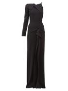 Matchesfashion.com Roland Mouret - Delamere One-sleeve Cady Maxi Dress - Womens - Black