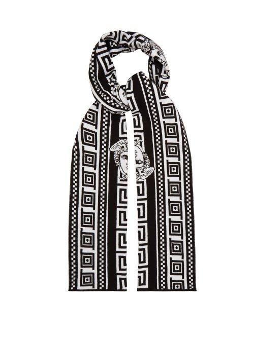 Matchesfashion.com Versace - Medusa Intarsia Cotton Blend Scarf - Mens - Multi