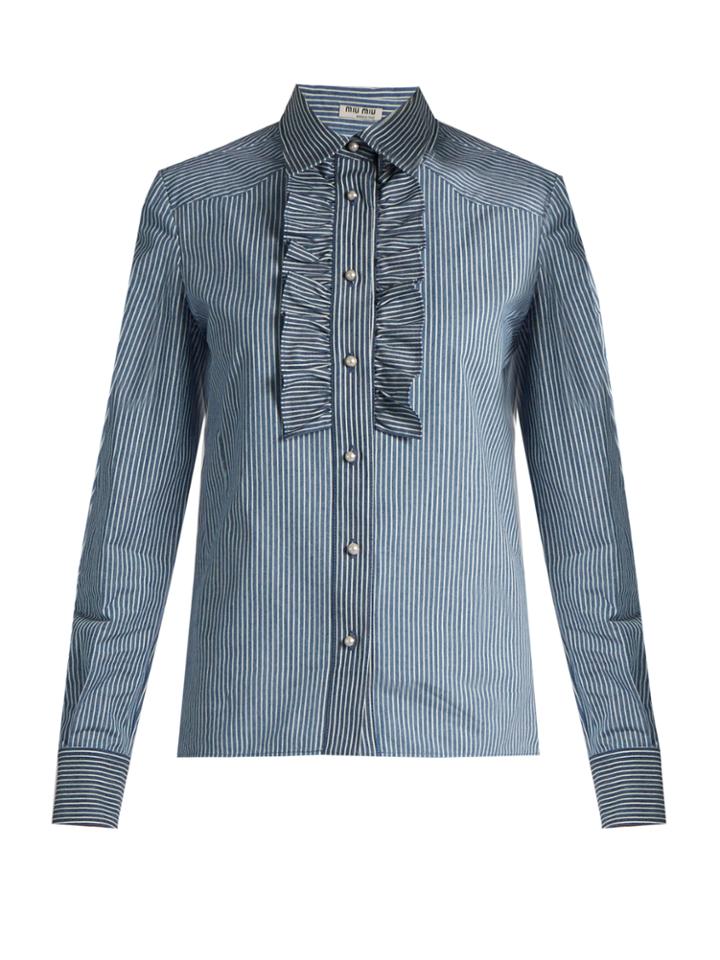 Miu Miu Pinstriped Cotton-drill Shirt