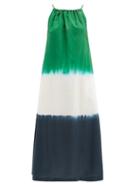Matchesfashion.com Arizona Love - Athene Tie-dye Cotton-poplin Dress - Womens - Green Print