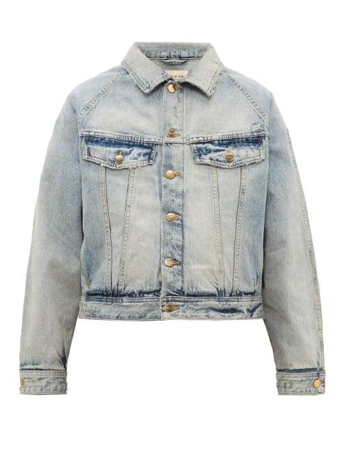 Matchesfashion.com Fear Of God - Cropped Distressed Denim Jacket - Mens - Light Blue