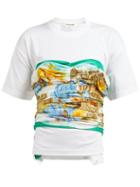 Matchesfashion.com Junya Watanabe - Silk Satin Panelled Cotton T Shirt - Womens - White Multi