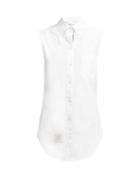 Matchesfashion.com Thom Browne - Striped Trim Sleeveless Cotton Shirt - Womens - White