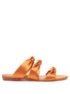 Le Monde Beryl - Knotted-satin Heeled Sandals - Womens - Orange