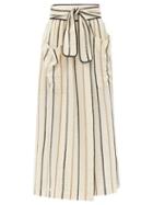Matchesfashion.com Three Graces London - Della Striped Cotton-blend Cheesecloth Midi Skirt - Womens - Yellow Stripe