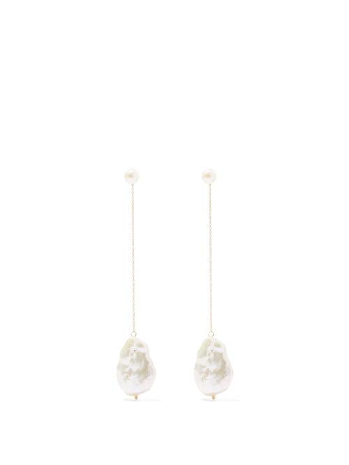 Matchesfashion.com Mateo - Duality Baroque-pearl & 14kt Gold Drop Earrings - Womens - Pearl