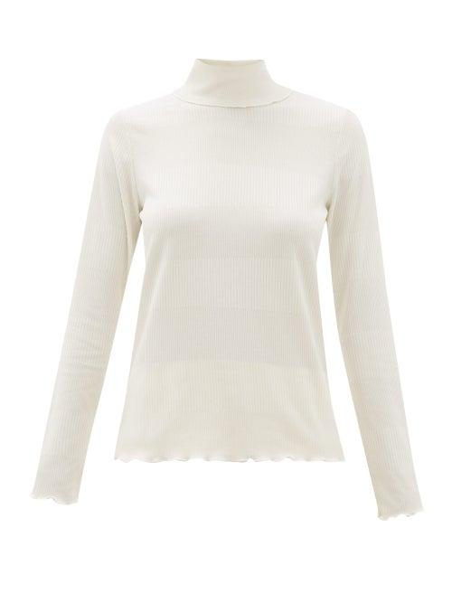 Matchesfashion.com A.p.c. - Angele Roll Neck Stripe Jacquard Sweater - Womens - Ivory