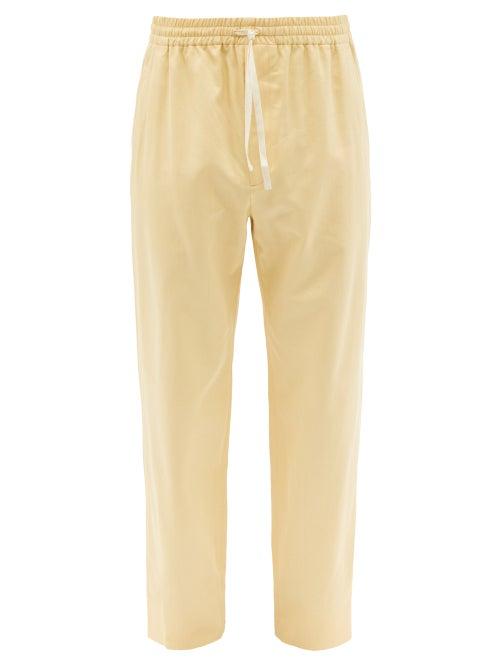 Mens Rtw Gucci - Drawstring Cotton-blend Trousers - Mens - Yellow