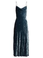 Matchesfashion.com Miu Miu - Cowl Neck Crushed Velvet Dress - Womens - Blue