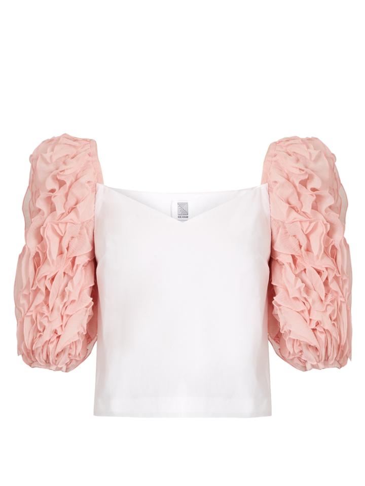 Rosie Assoulin Morel Ruffle-sleeved Cotton Top