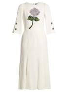 Matchesfashion.com Dolce & Gabbana - Sequin Embellished Flower Appliqu Cady Dress - Womens - White Multi