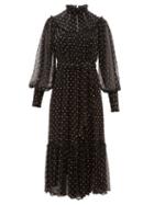 Matchesfashion.com Zimmermann - Espionage Polka Dot Silk Chiffon Midi Dress - Womens - Black Print