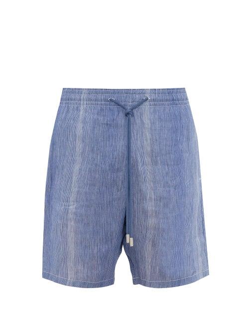 Matchesfashion.com Vilebrequin - Bolide Striped Linen Blend Shorts - Mens - Blue