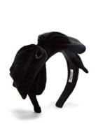 Matchesfashion.com Miu Miu - Bow Embellished Velvet Headband - Womens - Black