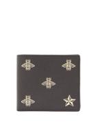 Gucci Bee-print Bi-fold Grained-leather Wallet