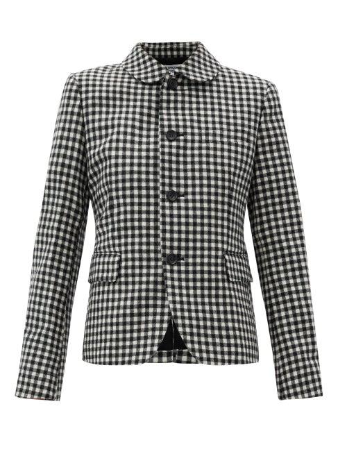 Matchesfashion.com Comme Des Garons Comme Des Garons - Gingham-check Wool-twill Jacket - Womens - Black White