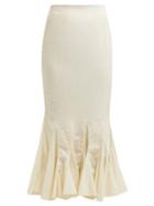 Matchesfashion.com Rhode Resort - Sienna Fishtail Cotton Midi Skirt - Womens - Cream