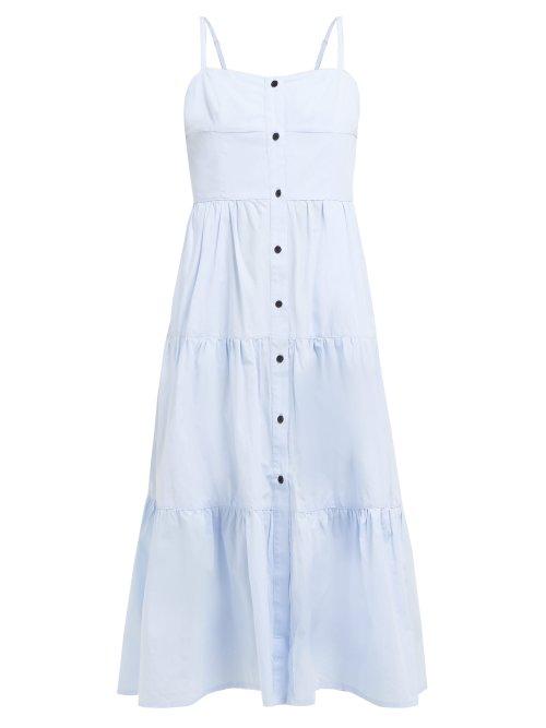 Matchesfashion.com Solid & Striped - Tiered Cotton Dress - Womens - Light Blue