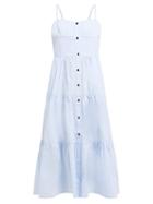 Matchesfashion.com Solid & Striped - Tiered Cotton Dress - Womens - Light Blue
