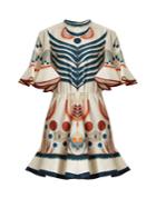 Chloé High-neck Graphic-print Fluted-detailed Silk Dress