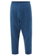 11.11 / Eleven Eleven - Wide-leg Organic-cotton Cropped Trousers - Mens - Indigo