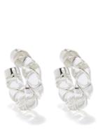 Bottega Veneta - Twist Sterling-silver & Crystal Hoop Earrings - Womens - Clear