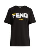 Matchesfashion.com Fendi - Logo Print Cotton T Shirt - Womens - Black Multi