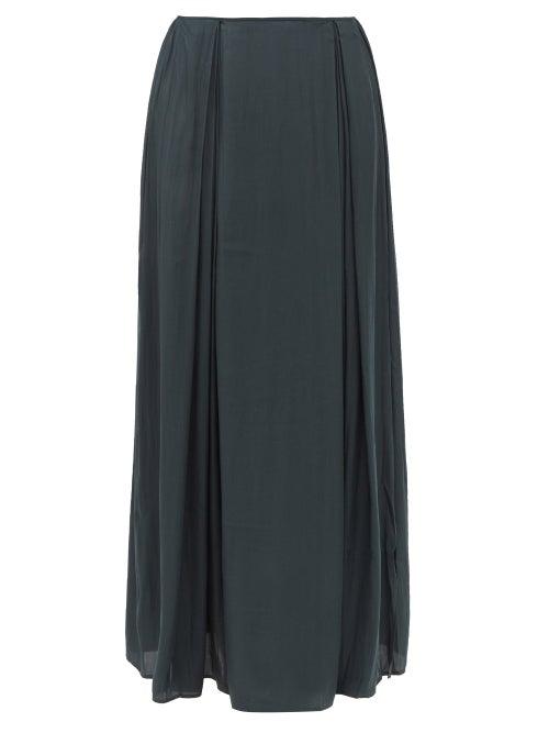 Ladies Rtw Carl Kapp - Silhouette Pleated Voile Maxi Skirt - Womens - Dark Green