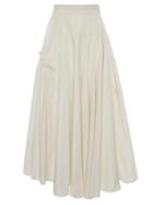 Matchesfashion.com Alexander Mcqueen - Asymmetric Gathered-faille Midi Skirt - Womens - Ivory