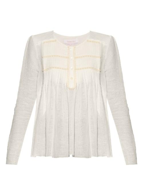 See By Chloé Pleated Round-neck Blouse