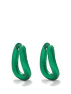 Balenciaga - Logo-engraved Hoop Earrings - Womens - Green