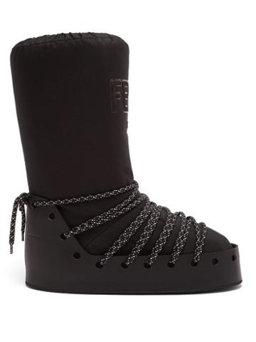 Matchesfashion.com Fendi - Velvet Logo Snow Boots - Womens - Black