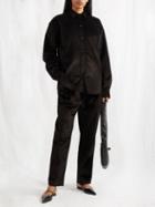 Toteme - Pleated-waist Corduroy Straight-leg Trousers - Womens - Black