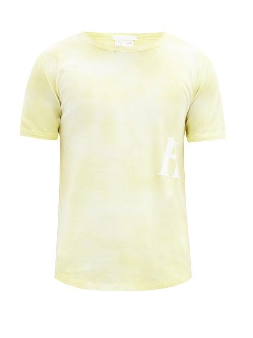 Matchesfashion.com Helmut Lang - Logo-print Tie-dye Cotton-jersey T-shirt - Mens - Yellow
