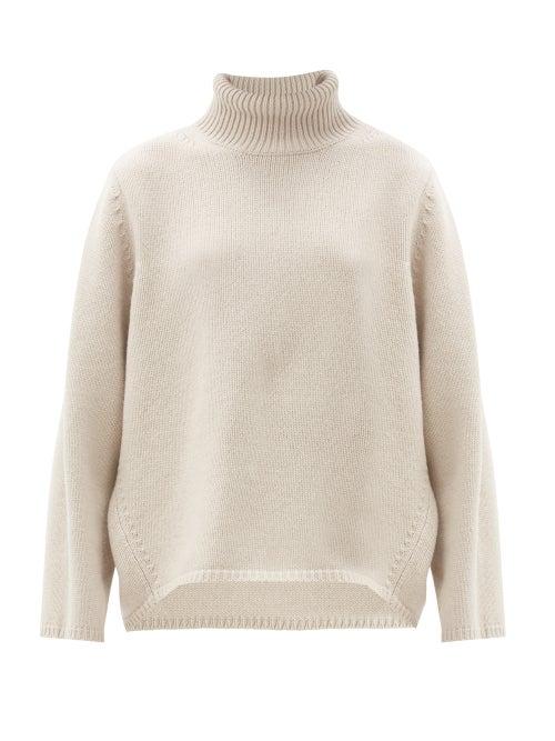 Matchesfashion.com Totme - Cambridge Stand-neck Wool-blend Sweater - Womens - Light Beige